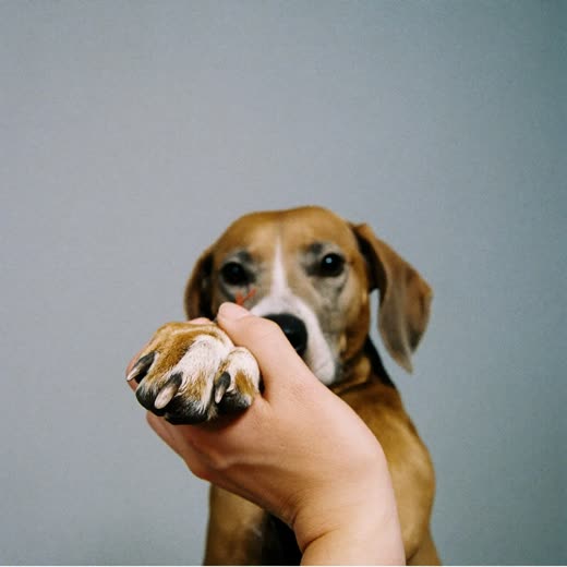 A dog's paw having its nails clipped